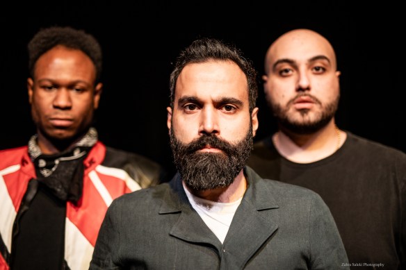 Jamar Adams-Thompson, Ahmad Meree, Daniel Motaharzadeh in Migraaaants_photo by Zahra Saleki