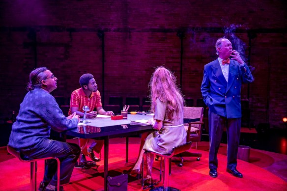 Death of Walt Disney 2. Katherine Cullen, Diego Matamoros, Tony Ofori and Anand Rajaram. Lighting by Nick Blais. Set by Anahita Dehbonehie. Costumes by Niloufar Ziaee. Photo credit Dahlia Katz