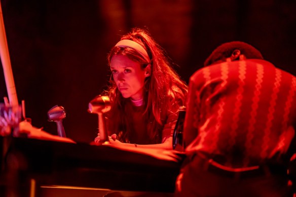 Death of Walt Disney 7. Katherine Cullen and Tony Ofori. Lighting by Nick Blais. Set by Anahita Dehbonehie. Costumes by Niloufar Ziaee. Photo credit Dahlia Katz