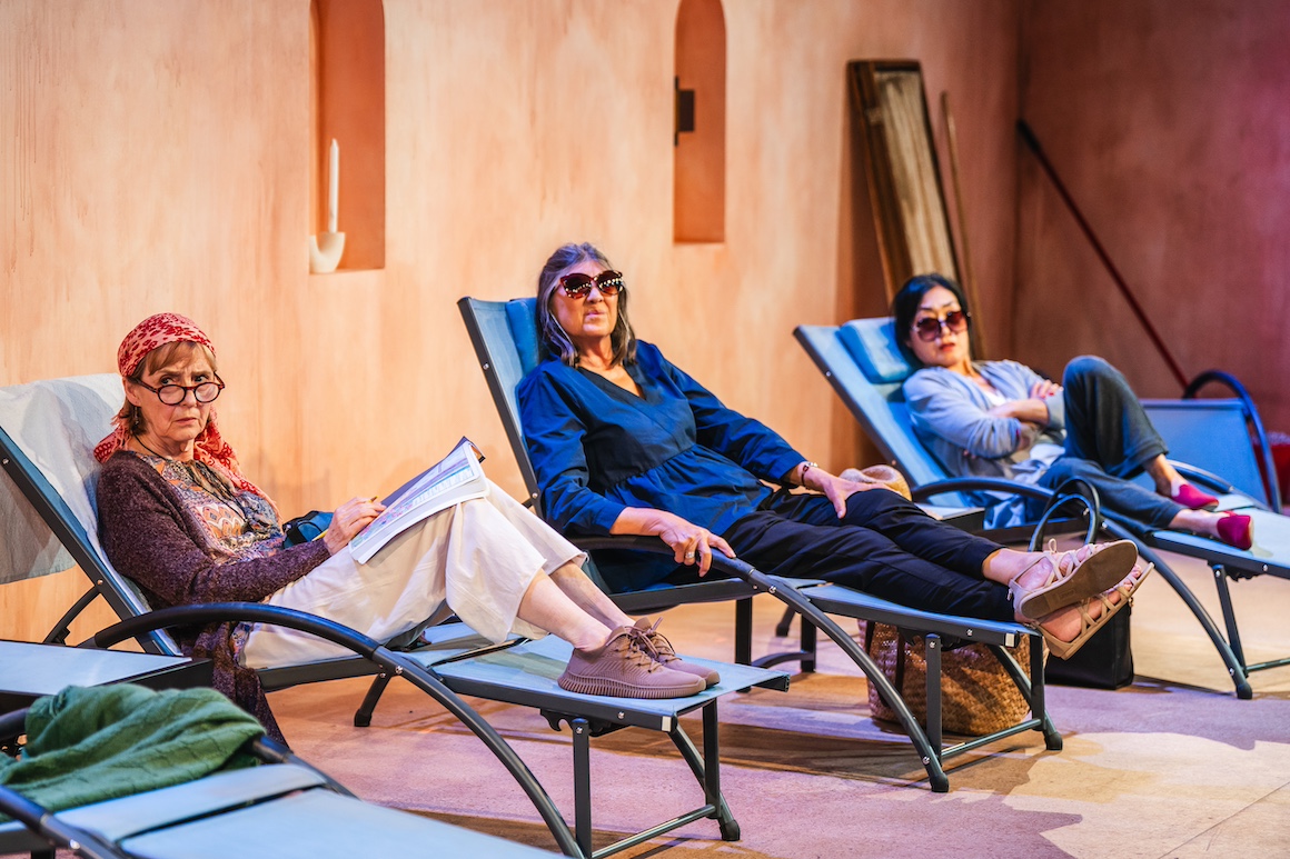 Brenda Bazinet, Kyra Harper, and Jean Yoon in InfiniteLife_CoalMineTheatre_byElanaEmer_EE_1589