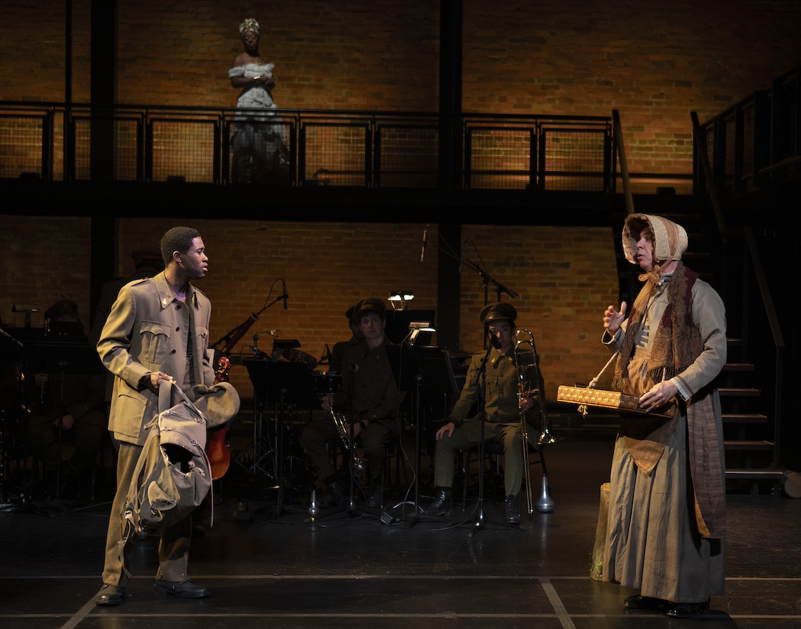 Olaoluwa Fayokun, Ordena Stephens-Thompson &amp; Diego Matamoros_Sankofa_ The Soldier_s Tale Retold_Art of Time Ensemble_photo by John Lauener